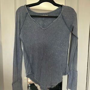 Free People Light Blue Long Sleeve Top